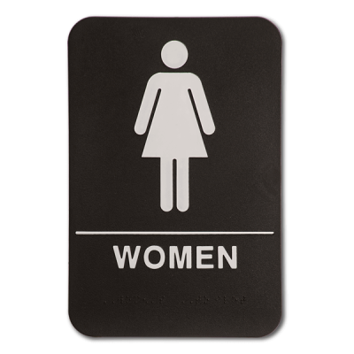 Black Women's ADA Braille Restroom Sign