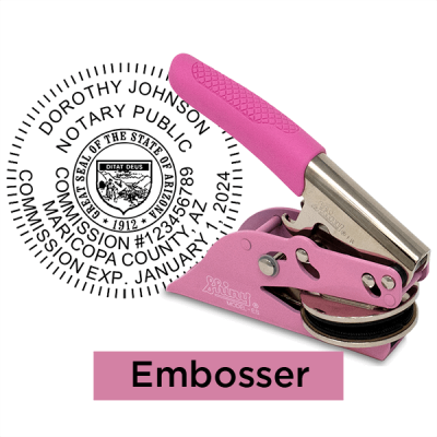 Arizona Notary Pink Stamp - Round Design