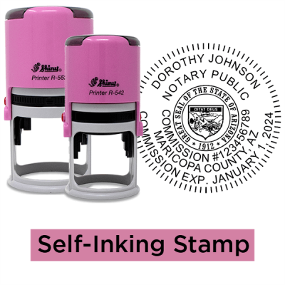 Arizona Notary Pink Stamp - Round Design