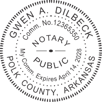 Arkansas Notary Pink - Round Design Imprint Example
