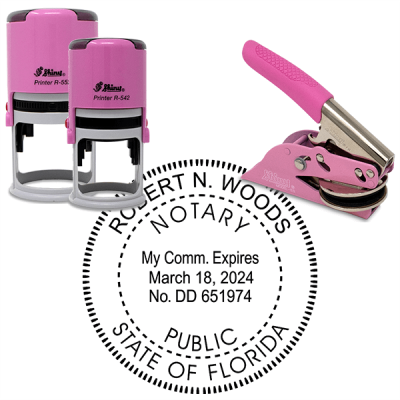 Florida Notary Pink - Round Design