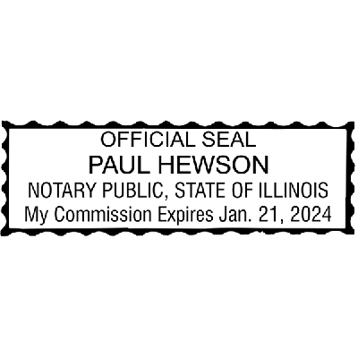Illinois Notary Pink Stamp - Rectangle Imprint Example