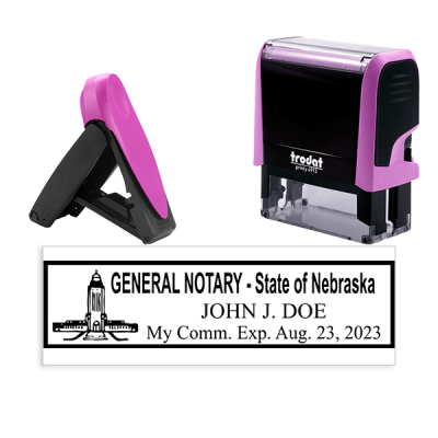 Nebraska Notary Pink Stamp - Rectangle