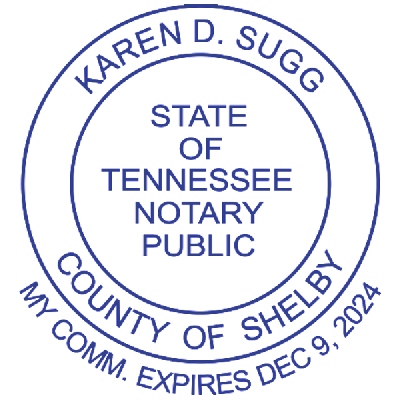 Tennessee Notary Pink Stamp With Date Below - Round Design Imprint Example