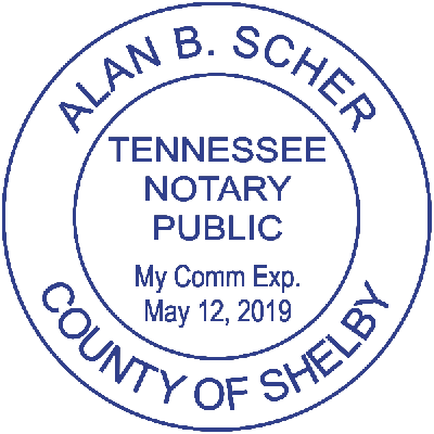 Tennessee Notary Pink Stamp Without Date - Round Design Imprint Example