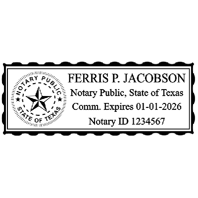 Texas Notary Pink Stamp - Rectangle Imprint Example