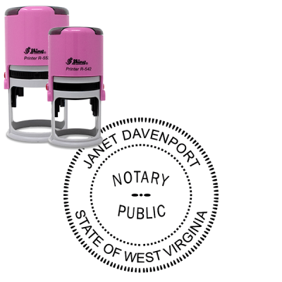West Virginia Notary Pink Stamp - Round Design