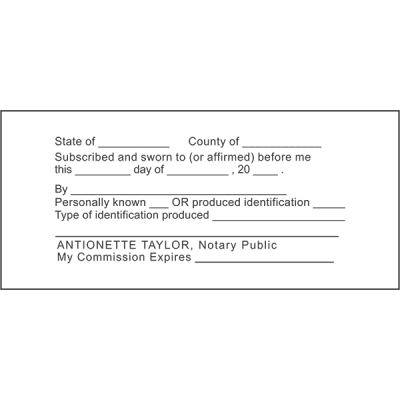 JURAT with Identification Notary Stamp Imprint Example