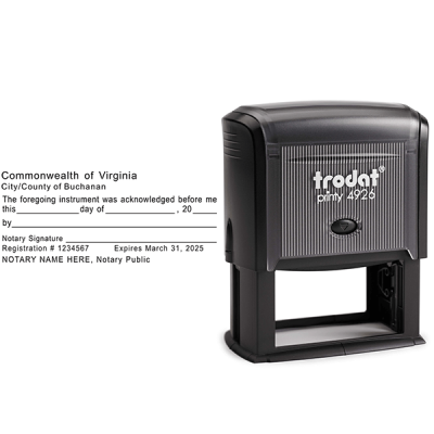 Virginia Acknowledgment Notary Stamp Body and Design