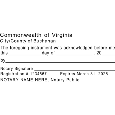 Virginia Acknowledgment Notary Stamp Imprint Example