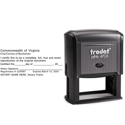 Virginia Certified True Copy Notary Stamp Body and Design