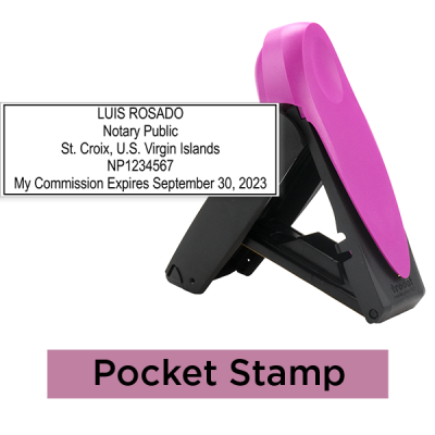 U.S. Virgin Islands Notary Pink Pocket Stamp
