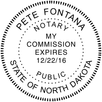 North Dakota Notary Stamp Pink - Round Design Imprint Example