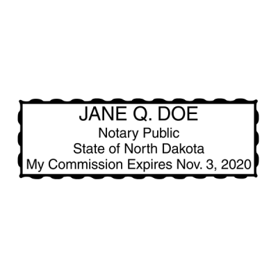 North Dakota Notary Pink Stamp - Rectangle Imprint Example