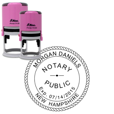 New Hampshire Notary Pink Stamp - Round Design