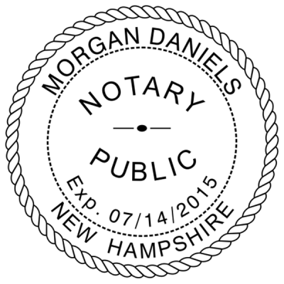 New Hampshire Notary Pink Stamp - Round Design Imprint Example