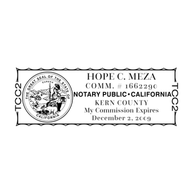 California Notary Pink Stamp - Rectangle Imprint Example