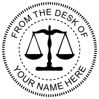 From The Desk of Seal with Scales of Justice design