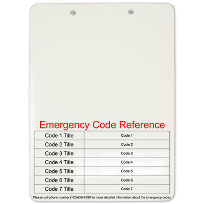Emergency Code Reference Clipboard