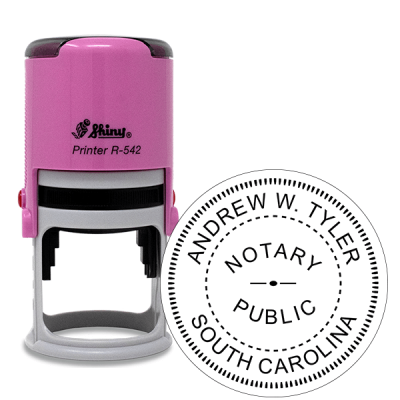 South Carolina Notary Pink Stamp - Round