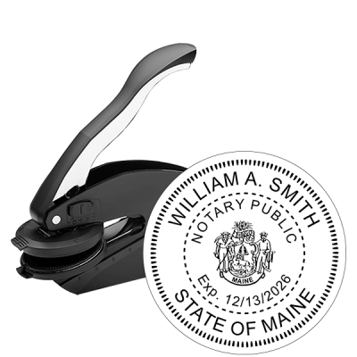 Maine Notary with Crest Round Seal Embosser