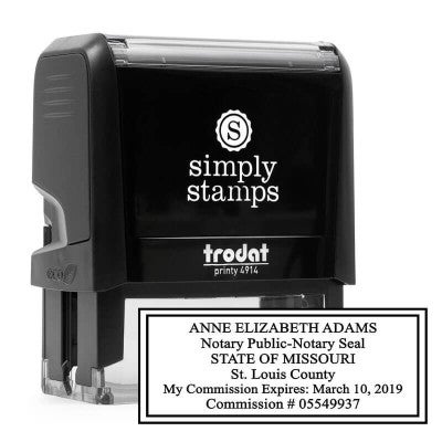 Missouri Notary Rectangle Design next to stamp body