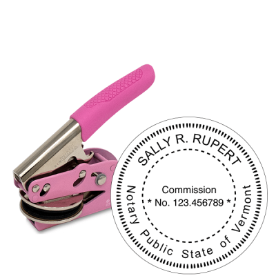 Vermont Notary Pink Seal Embosser - Round