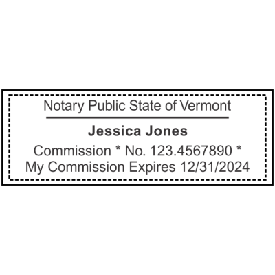Vermont Notary Rectangular Stamp Seal Imprint