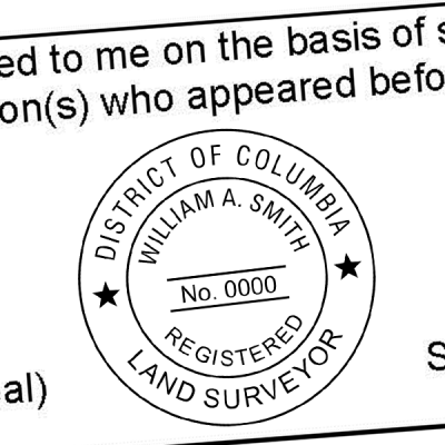 District of Columbia Land Surveyor Seal Imprint