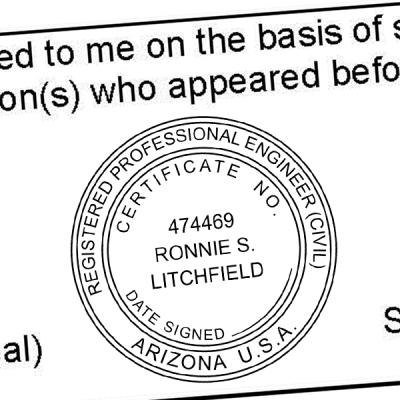 State of Arizona Engineer Seal Imprint