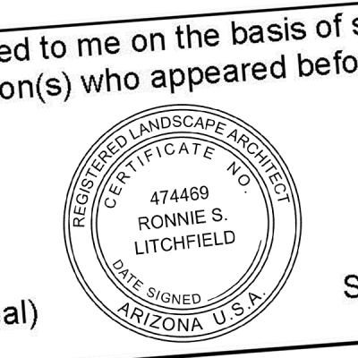 State of Arizona Landscape Architect Seal Imprint