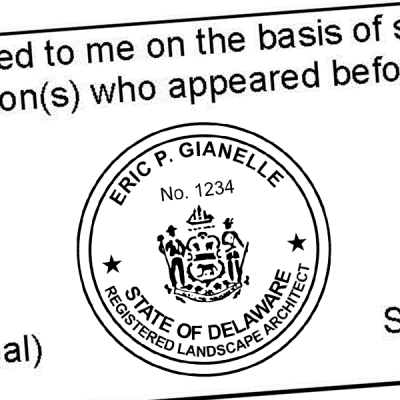 State of Delaware Landscape Architect Seal Imprint