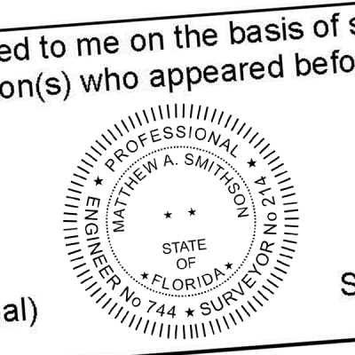 State of Florida Land Surveyor & Engineer Seal Imprint