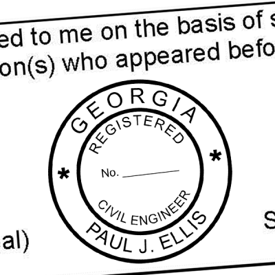 State of Georgia Engineer Seal (Various Discipline) Seal Imprint