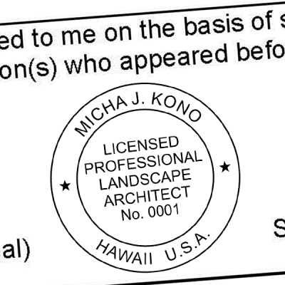 State of Hawaii Landscape Architect Seal Imprint