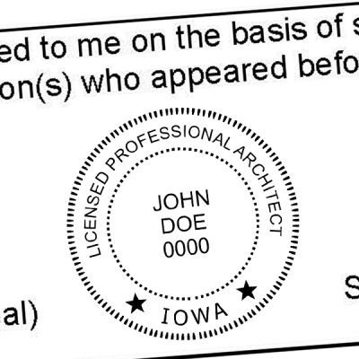 State of Iowa Architect Seal Imprint
