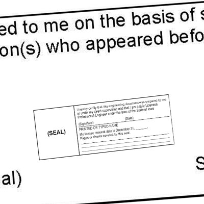 State of Iowa Engineer Document Stamp Seal Imprint