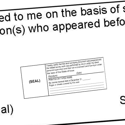 State of Iowa Land Surveyor Document Stamp Seal Imprint