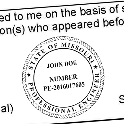 State of Missouri Engineer Seal Seal Imprint
