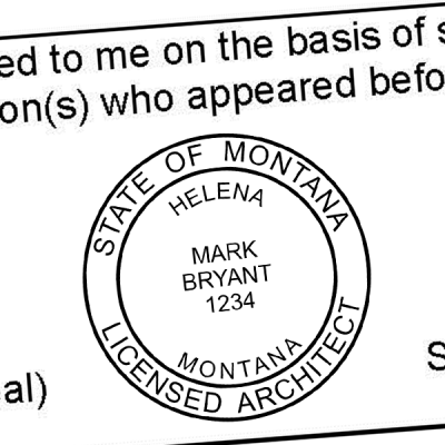State of Montana Architect Solid Border  Seal Imprint