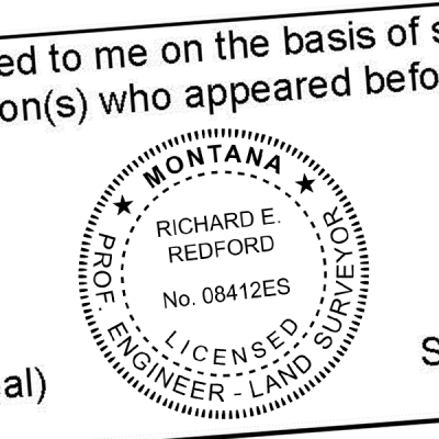 State of Montana Engineer & Land Surveyor Seal Imprint