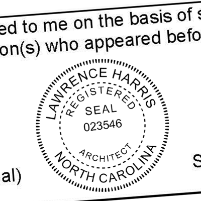 State of North Carolina Architect Seal Imprint