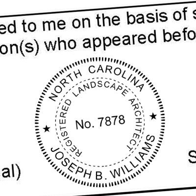 State of North Carolina Landscape Architect Seal Imprint