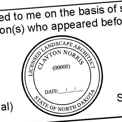 State of North Dakota Landscape Architect Seal Imprint