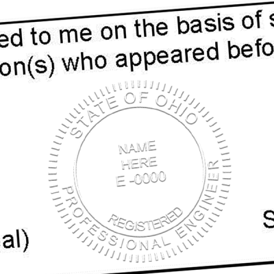 State of Ohio Engineer Embosser Seal Imprint