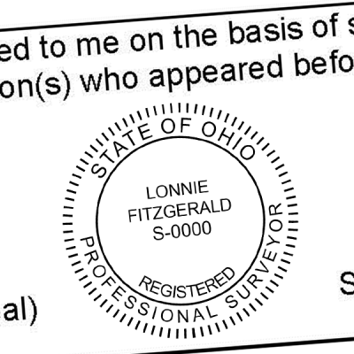 State of Ohio Land Surveyor Stamp Seal Imprint