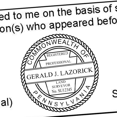 State of Pennsylvania Land Surveyor Seal Imprint