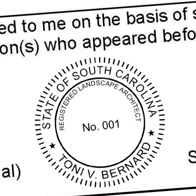 State of South Carolina Landscape Architect Seal Imprint