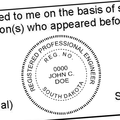 State of South Dakota Engineer Seal Seal Imprint