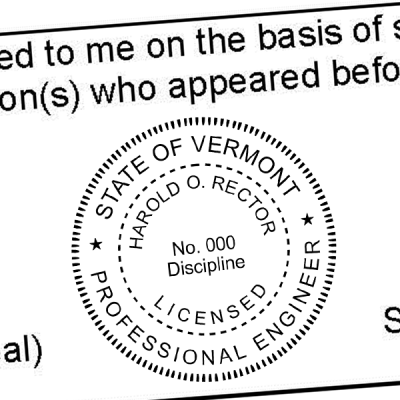 State of Vermont Engineer Seal Seal Imprint